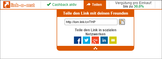 link-o-mat Nutzer können persönliche Empfehlungslinks an ihre Freunde versenden. link-o-mat Nutzer können persönliche Empfehlungslinks an ihre Freunde versenden.