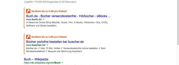 Cashback in den Google Suchergebnissen - Suchen, klicken, Geld zurück erhalten.
