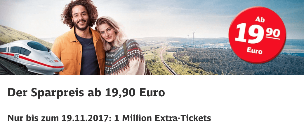 Deutsche Bahn Sparticket 19 Euro